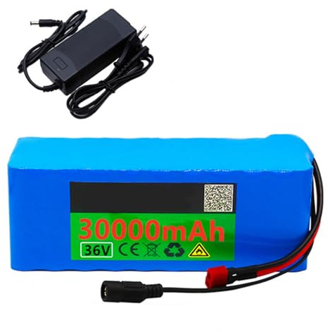 Batteria al litio 36V 30Ah 10S3P Batteria per bici elettrica Batteria agli ioni di litio con caricabatterie e BMS per kit motore inferiore a 1200 W T Plug