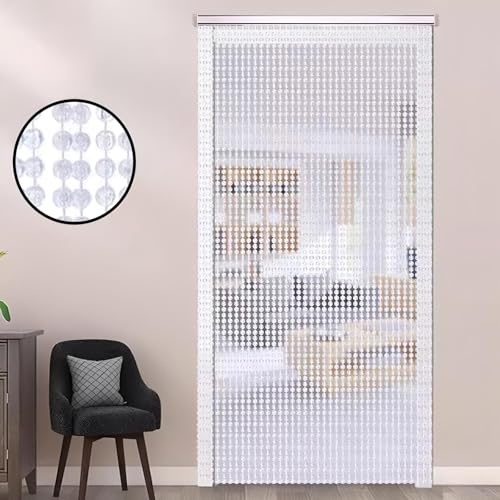 Eiauiuo Perlen Türvorhang Perlenvorhang Acryl Perlen und Metall Schiene Innen Fadenvorhang für Wohnzimmer Schlafzimmer Balkon Esszimmer Teiler Deko Hängender Perlenvorhang(100x200cm(33 Stränge))