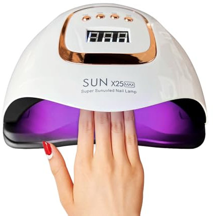 Timpou Lampada LED UV da 380 W, con 81 perline LED, essiccatore professionale per unghie gel, luce UV con 4 impostazioni timer, sensore automatico, display LCD