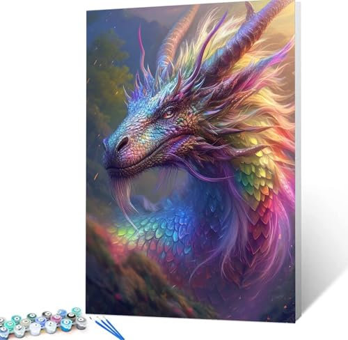 Malen Nach Zahlen Erwachsene Farbe Komplettset Malen Nach Zahlen Drachen Malen Nach Zahlen ab 9 Jahre MÃdchen Kinder, DIY Handgemalt Ölgemälde Kreativ Set Knitterfreie Leinwand 70x100cm Deko H5-207