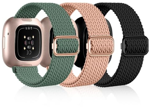 OFFCUP Läderarmband kompatibelt med Fitbit Versa 3/4/Sense/Sense 2 klockarmband Sports Watch för kvinnor/män
