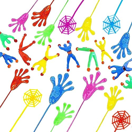 BASTOUR Klebrige Hände Spielzeug, Bunte Klatschhand für Kinder, Fenster Crawler Männer, Fensterkletterer Ninja, Mehrfarbig Klebrige Wand Kletterer, Farbe klebrige Hände, Spielzeug dehnbar Handflächen