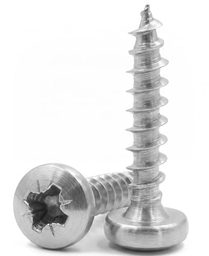 Vis à bois 4x16 mm, à tête bombée et empreinte Pozidriv (PZ), en acier inoxydable A2, DIN 7996 / ISO 7051, (20 pcs)