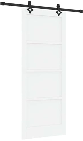 vidaXL Puerta Deslizante Orkdal Blanca Madera Sólida de Pino Con Juego de Herrajes 83X202 cm Acabado Mate Chic Ahorra Espacio Para Sala de Estar Dormitorio Interior Granero Puertas Modernas Habitacio