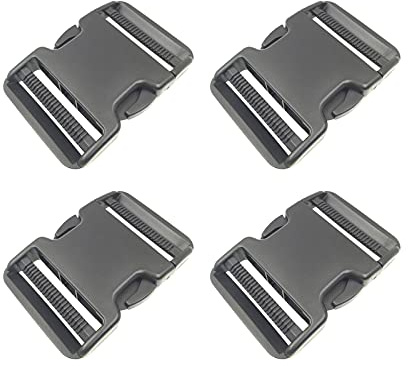 DBOO Extra Thick 2 Wide 4 Pack Dual Adjustable Quick Side Release Buckles Clips Snaps No Sewing Heavy Duty Plastic for Nylon Strap Webbing Boat Cover Backpack Fanny Pack