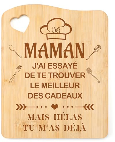 Tulolvae Cadeau Anniversaire Maman, Planche à Découper en Bambou Cadeau Fete des Meres, Idée Original Fête des Mères Noel Saint Valentin Cadeaux pour Belle Maman Femme
