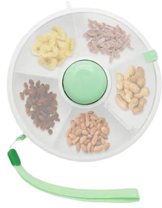 Boîte à goûter rotative pour avec distributeur de 5 compartiments et couvercle pour nourriture, noix, légumes, fruits, desserts, avion en voiture