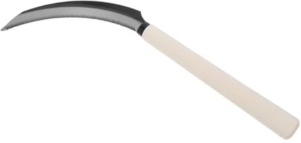 Falcetto Dentato a Mezzaluna con Manico in Legno, Acciaio al Carbonio | Giardinaggio e Agricoltura, Taglio Preciso su Vegetazione e Riso, Leggero e Compatto per Lavori Manuali