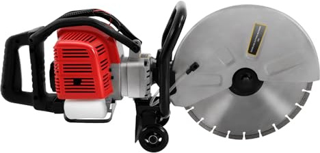 2-Stroke Gasoline Concrete Cutting Saw, 1400W 52CC Concrete Cutter Saw Circular Saws, Concretes Cutter Saws with 350mm Blade Adjustable Cuttings Depth for Cutting Cement Blocks, Stones