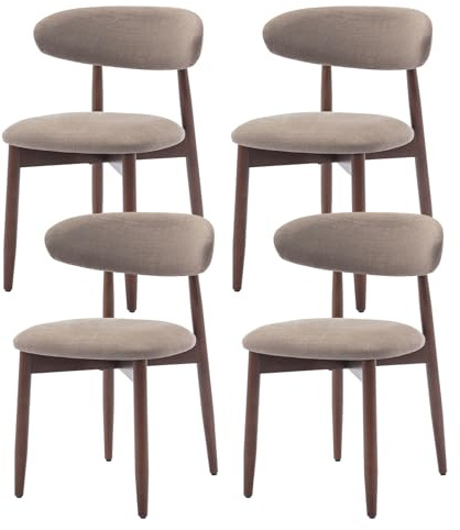 COLAMY Esszimmerstühle 4er Set, Polsternder Stühle Esszimmer mit Rückenlehne, Moderne Küchenstühle Gepolstert, Stoff Dining Chairs mit Back und Holzbeinen für Esszimmer, Küche, Restaurant, Kamel