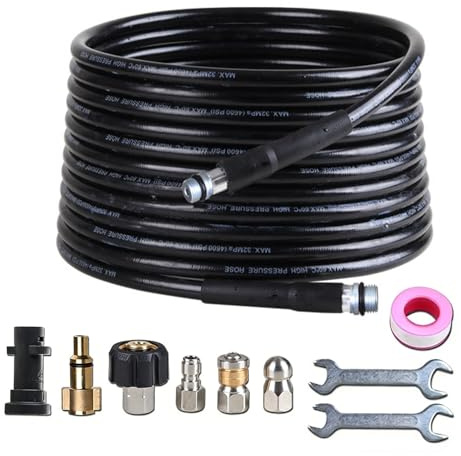15M/50FT High Pressure Washer Drain Hose Cleaning Kit for Karcher K2 K3 K4 K5 K6 K7 Series & Bosch AQT, Drain Jetter for Pressure Washer Ideal for Drains,Patios,Driveways