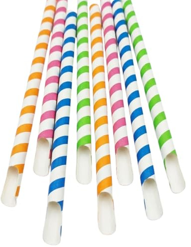 8mm Paper Spoon Straw for Slush Drinks Biodegradable Drinking Straw for Slushie Smoothie Milkshake Multi Colour x 200 pcs
