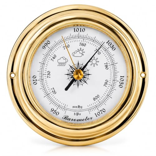3.85 Inch Boat Tide Clock, Brass Marine Tide Clock for High & Low Tide | High Tide Low Tide Clock Wall Hanging Nautical Boat Clock Fishing Coastal Clock Beach for Wall Decor, Boat Accessories