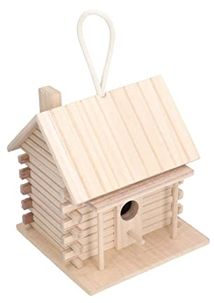 Generic Nichoir à Oiseaux en Bois Suspendu, Cabane en Rondins, Design élégant pour Décoration de Jardin Extérieur, en Paulownia 6,7x6,7x7,1 Pouces
