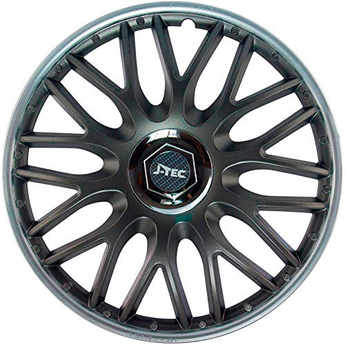 J-Tec 4er Set Radzierblenden Orden SR 15-Zoll Grau/Silber + Chrom Ringe