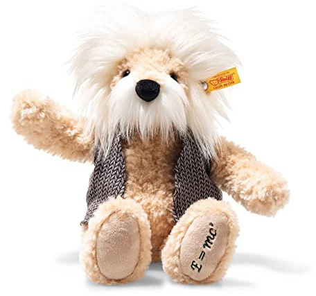 Steiff Einstein Teddybär - 28 cm - Teddybär als Einstein mit Weste - Teddybär mit Schleife - Kuscheltier für Kinder - weich & waschbar - beige (022098)