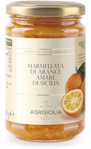 Agrisicilia Marmellata di Arance Amare Siciliane con frutta Siciliana di alta qualità vasetto da 360 Grammi ideale per colazione e merenda