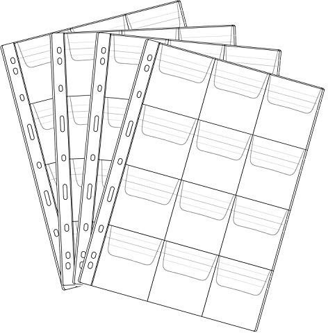 12 Pocket Coin Pages, 10 Sheets Plastic Coin Holders Stamp Collector Supplies for Coin Stamp Currency Collection