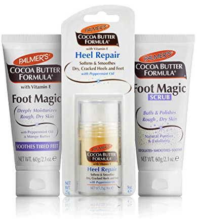 Palmer's Cocoa Butter Foot Care Set | Foot Magic Cream | Heel Repair Stick | Foot Magic Scrub