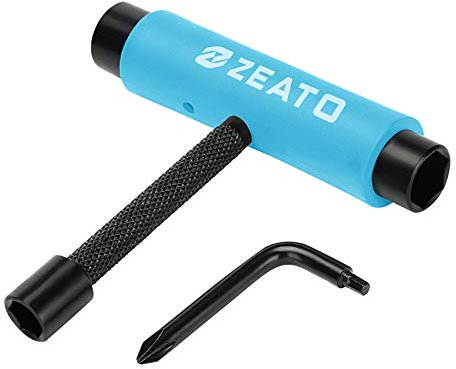 Zeato All-in-One Skate Tools Werkzeuge für Skateboards Multifunktionale Tragbar Longboard T Tool Zubehör mit T-Type Schlüssel und L-Type Kreuzschlitz-Schlüssel Schraubenzieher, Upgrade-Blau