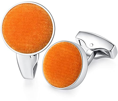 HONEY BEAR Herren Hochzeit Baumwolle Stoff Samt Manschettenknöpfe Cufflinks Manschettenknopf,Runden