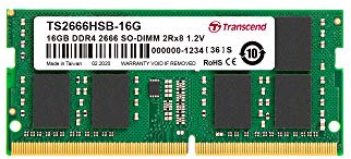 Transcend 16GB DDR4 2666Mhz SO-DIMM 1Rx8, TS2666HSB-16G