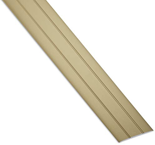 SOTECH 1 Stück Aluminium Übergangsprofil Cross selbstklebend Schiene | Übergangsschiene Alu flach Boden-Leiste mit Breite 37 mm Ausgleichsprofil Messing eloxiert Abdeckleiste 100 cm Bodenprofil
