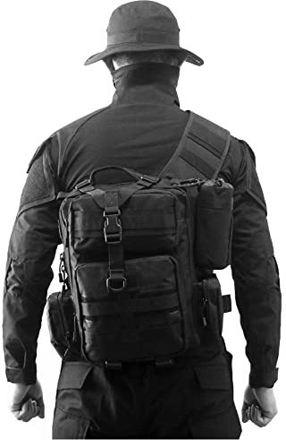 Taktische Sling Bag Pack Military Sling Rucksack Assault Bag Outdoor Angeln Sling Bag (schwarz)