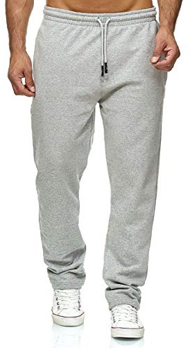 iProfash Träningsbyxor, joggingbyxor, män, joggare, fritid, sweatpants, sportbyxor, träning, fitness, (Garade ben) grå, M