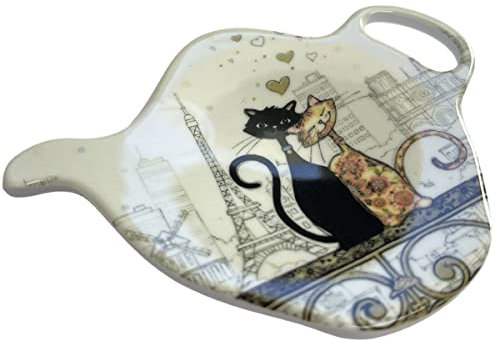 KIUB Porte-sachet de thé Chat Tour Eiffel Multicolore en Fabric