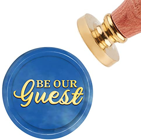CRASPIRE Wax Seal Stamp Be Our Guest Vintage 30mm/1.18inch Sealing Wax Stamp Wedding Removable Brass Stamp Head with Wood Handle for Invitations Cards Gift Wrap