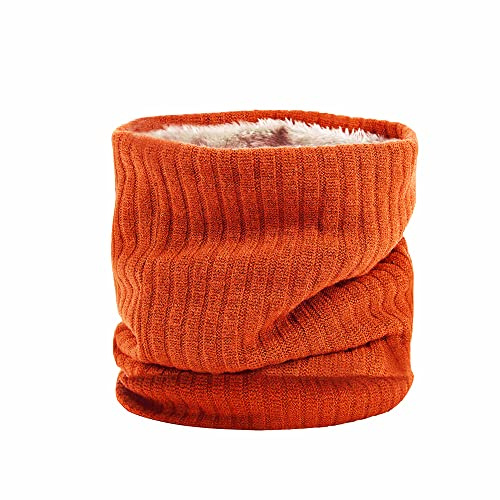 HGDGears Fleece halsvärmare vindtät termisk stickad halsduk för män kvinnor tjock vinter kallt väder stickad cirkel halsduk för utomhussport, Orange, Unisex Size