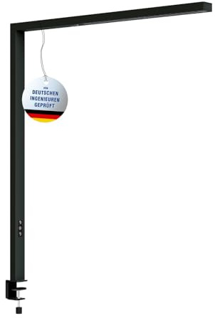 MAUL LED Klemmleuchte MAULsirius | Schreibtischlampe dimmbar | Hochwertige Arbeitsplatzleuchte fürs Büro | Lampe mit GS-Zeichen | Leistungsstarke Klemmlampe mit 3000-5700 Kelvin | Schwarz