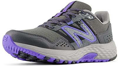 New Balance Women's 410 V8 Trail Running Shoe, Shadow Grey/Electric Indigo/Black, 9.5 W