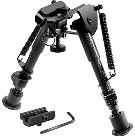 JASHKE Kohlefaser -Zweibein mit Schnelle Veröffentlichung Picatinny Mount Neigbar Zweibeinige Erweiterbar (6 bis 9 Zoll)