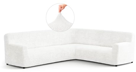 PAULATO - Sofabezug Ecksofa-Husse aus einfarbiger Mikrofaser, kratzfestes und maschinenwaschbares Gewebe, Made in Italy - Weiß