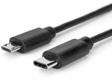 Mr. Gadget's Solutions® USB Type-C till Micro-B 2.0 laddningskabel, OTG-kabel för smartphones, surfplatta, hårddiskar, kamera, bärbar dator – 1 meter (3,3 fot) – svart