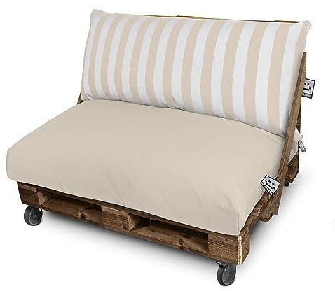 HAPPERS Cojines para Palets Toldotex Impermeable 120x80 + 120x45 Crudo