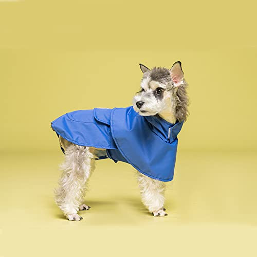 Hunderegenmantel, Wasserdichter Hunderegenmantel, Leichter Hunderegenmantel, Hundeumhang Mit Kapuze Und Taschen Für Kleine Bis Mittelgroße Hunde,Blau,XL