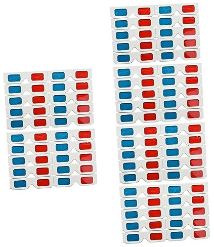 Mikikit 60pcs Paper-framed Stereoscopic Glasses for Movie Glasses Game Eyeglass for Cinema Movie Theater Experience