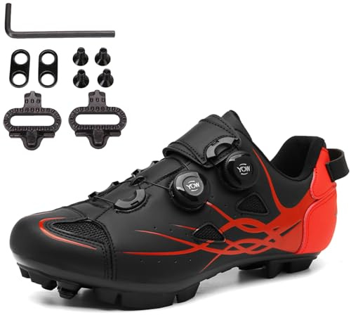 PENXZT Mens mountainbike cykelskor Utomhus MTB ridskor kompatibel med SPD -kläder och låspedal andningsbara cykelskor,Black b,43 EU