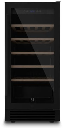 Les Petits Champs Cantinetta da vino CAVCEB32, 32 bottiglie, regolazione della temperatura 5-20°C, 82 L, sistema antivibrazioni, vetro anti UV, posizionabile sotto un ripiano, silenziosa, Nero