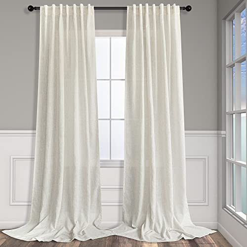 Pitalk 42 Inch Wide by 96 Inch Curtains for Dining Room Living Sliding Door Bathroom 2 Panel Sets Back Tab Rod Pocket Top Light Filter Linen Drapes for Bedroom Bay Window Picture 8 Feet Long 42 x 96