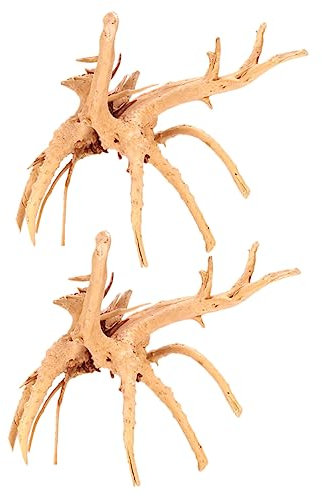 DOITOOL 2pcs Aquarium Driftwood Craft for Fish Tank Decoration Natural Rhododendron Root Stump Adornment Random Shapes for Aquascaping and Enhancing Underwater Landscapes