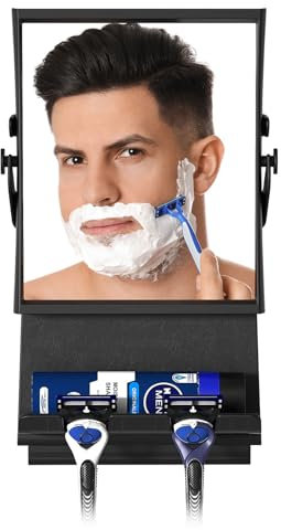 Ettori Wall-Mounted Fogless Shaving and Shower Mirror - Designed for Clear, Magnified Reflections with Dual Mounting Options, Sleek Black