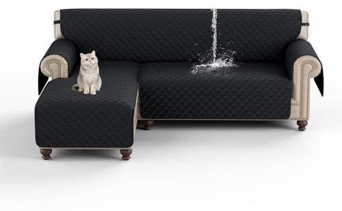 HonunG Sofa Covers Waterproof,Corner Sofa Bed Cover Reversible 3 Seater,Sofa Slipcovers L Shape Sofa Protector for Pets Furniture Sofa Protector Couch Covers (Black,L)