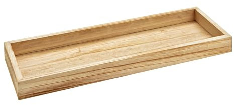 Holz Deko Schale eckig - 40 x 14 cm - Natur Kerzentablett mit Rand - Holzschale Tischdeko Kerzenbrett Holztablett