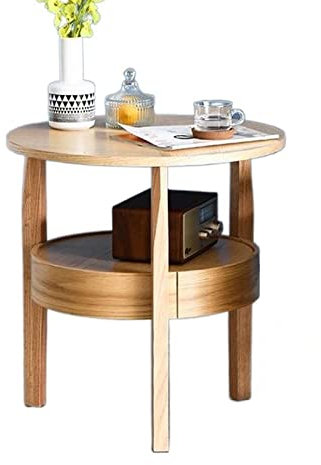 Couchtisch Nachttisch, Beistelltisch for Schlafzimmer, Kinderzimmer, Wohnzimmer, Beistelltisch aus Massivholz mit Ablagefach und Schublade, kleiner Couchtisch, Akzenttisch for Balkon Kaffeetisch(Color