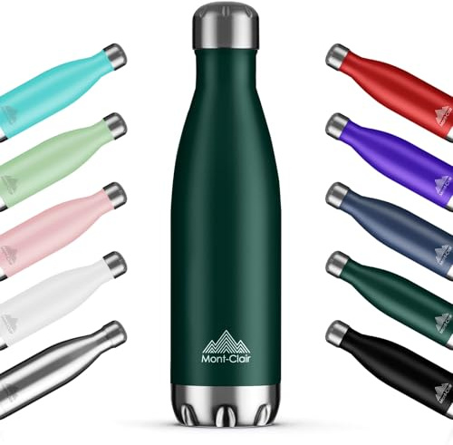 Mont-Clair H2O Borraccia Termica 500ML in Acciaio Inox, Borracce Termiche - 12h di Bevanda Calda e 24h di Bevanda Fredda - Senza BPA, Bottiglia Acqua, Borraccia 500ML Verde scuro