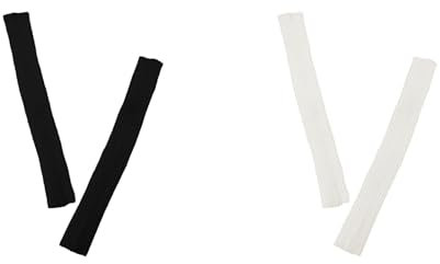 Factorys Damen Lange Fingerlose Handschuhe Weiche Winter Warme Handschuhe Winter Knit Armstulpen Daumenloch Handschuhe Gestrickt Handstulpen Armwärmer Stulpen (Weiß+Schwarz)